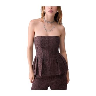 Liu Jo Top Jacquard Animalier - Dames - Tops zonder mouwen - Bruin - S - Katoen - Tops