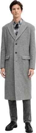 Trussardi Single-breasted Coat - Heren - Mantel - Grijs - M - Wol - Jassen