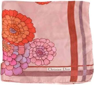 Dior Pre-owned Scarves, female, Pink, Size: ONE SIZE Pre-owned Carr&eacute; Femme Silk Scarf