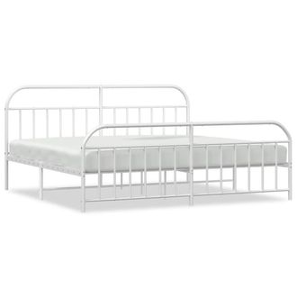 Berkfield Home Metal Bed Frame with Headboard & Footboard White 200x200 cm