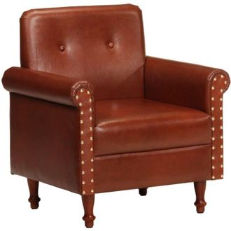 vidaXL Sill&oacute;n Butaca De Cuero Aut&eacute;ntico Marr&oacute;n Vidaxl
