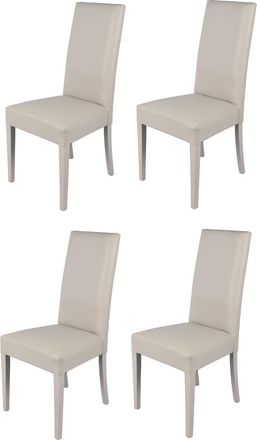 Tommychairs Tommychairs 4 Sillas Glory En Haya, Asiento En Polipiel Gris Claro