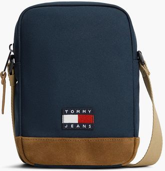 Tommy Hilfiger Mens Tommy Jeans Mixed-Media Reporter Bag - Dark Blue - OS