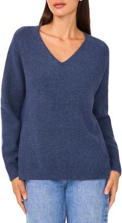 Halogen V-Neck Sweater in Steel Blue at Nordstrom Rack, Size X-Small