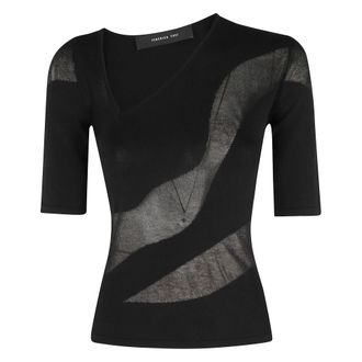 Federica Tosi V-neck Knitwear, female, Black, Size: S Asymmetrical Neckline Sweater