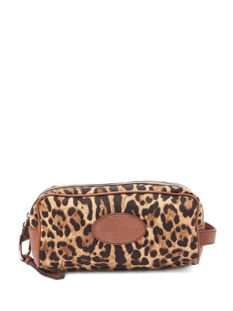 Dolce & Gabbana leopard-print clutch bag - women - Fabric/Calf Leather - One Size - Brown