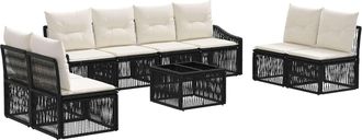 vidaXL Conjunto De Sof&aacute;s De Jard&iacute;n 9 Uds. Negro Rat&aacute;n Sint&eacute;tico Vidaxl