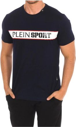 Plein Sport T-shirt met korte mouwen en merkprint - Heren - Sportshirts - Blauw - M - Katoen - Fitness