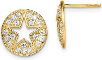 Diamond2Deal 14k Yellow Gold 0.45 ct Lab Grown Diamond Circle Star Stud Earrings VS Clarity, G-H Color