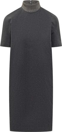 Brunello Cucinelli French Terry Jurk - Dames - Kleedjes - Grijs - M - Kleedjes