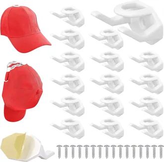 OEM Juego De 16 Ganchos Blancos Autoadhesivos Para Gorras - Soporte Autoadhesivo De Pared Para Gorras De B&eacute;isbol - Montaje En Pared Sin Taladrar Para Colg
