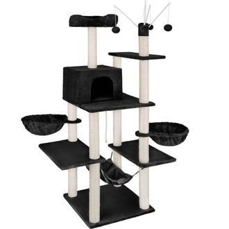 TecTake &Aacute;rbol rascador para gatos, postes de sisal, antivuelco, 165cm, negro