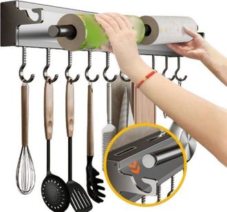 OEM Supporto Per Gancio Da Cucina, Grigio Scuro, Ganci Rimovibili E Staccabili, Non Richiede Foratura, 30 Cm