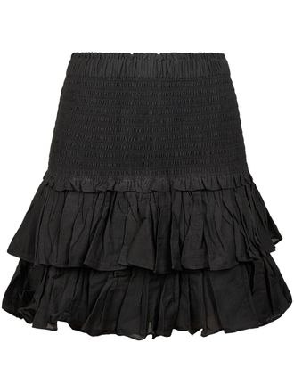 Isabel Marant Mini Skirt with Smocked Waistband and Ruffled Layers
