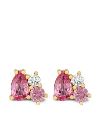 ROSEKEY 18kt ros&eacute;gouden Gooseberry oorbellen met roze saffier en diamant