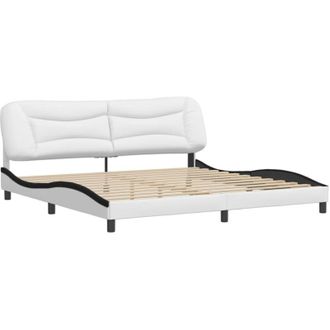 vidaXL Cama Sin Colch&oacute;n Cuero Sint&eacute;tico Blanco Negro 200x200 Cm Vidaxl