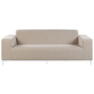 Beliani Sof&aacute; 3 Plazas De Poli&eacute;ster Beige Arena Blanco Patas Metal Interior Exterior Rovigo