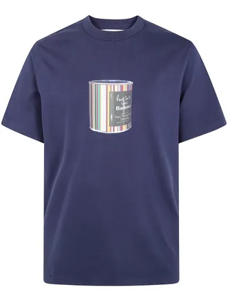 Barbour X Paul Smith T-Shirt Cotone Blu Wax Can Tshirt