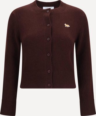 Maison Kitsun&eacute; Cardigan aderente in lana dagnello Baby Fox Woman L