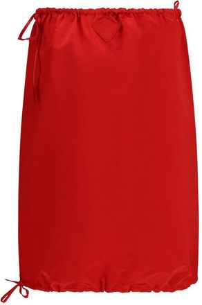 Prada Silk Satin Midi Skirt - Red