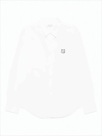 Maison Kitsuné Long-Sleeve White Shirt With Embroidered Fox Emblem