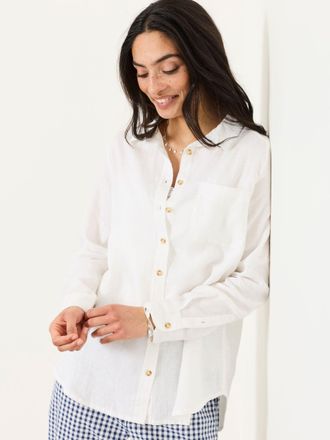 Fat Face FatFace Olivia White Petite Linen Shirt
