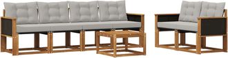 vidaXL Conjunto De Sof&aacute;s De Exterior 7 Uds. Natural Y Gris Claro Vidaxl