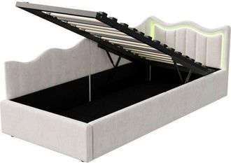 OEM Sof&aacute; Cama Convertible 1 Plaza - Terciopelo Blanco - Led Integrada - Almacenamiento Pr&aacute;ctico - Dise&ntilde;o Moderno