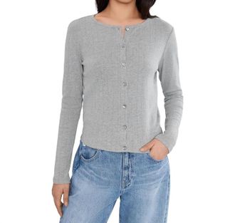 Michael Stars Mackenzie Crew Neck Top In Heather Grey