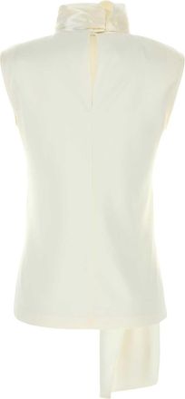 Bottega Veneta Womens Scarf Blouse White Silk Elastane