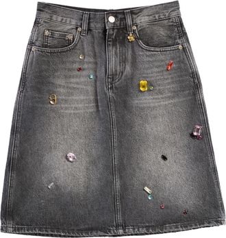 Marc Jacobs Stone Washed A-Line Rok met Charms - Dames - Spijkerrokken - Grijs - W30 - Katoen - Rokken