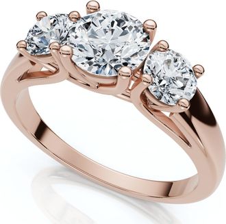 Pompeii3 1Ct Three Stone Diamond Engagement Ring 14k Gold or Platinum Lab Grown FG/VS