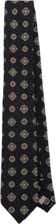 Canali geometric-print wool tie - men - Wool - One Size - Blue