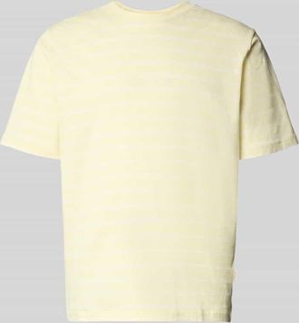 Jack & Jones Jack & Jones T-Shirt mit Streifenmuster und Label-Stitching in Hellgelb, Gr&ouml;&szlig;e XXL
