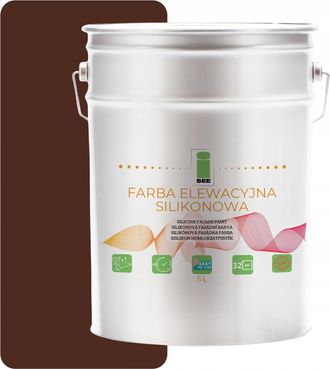 OEM Pintura De Silicona Marr&oacute;n Para Fachadas, 5 Litros, Permeable Al Vapor + Biocida
