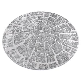 RugsX Rugsx - Alfombra Mefe Moderna Circulo 6185 &Aacute;rbol Madera - Structural Dos Niveles De Vell&oacute;n Gris Grey Circulo 120 Cm