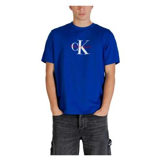 Calvin Klein Jeans T-Shirts, male, Blue, Size: XL Monogram Logo T-Shirt