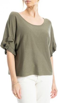 Max Studio Flutter Sleeve Sweater in Army-Army at Nordstrom Rack, Size X-Large