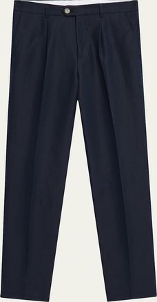 Brunello Cucinelli Mens Leisure-Fit Pleated Pants