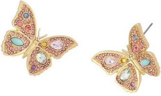 Kurt Geiger Large Pav&eacute; Butterfly Stud Earrings in Gold/Multi at Nordstrom