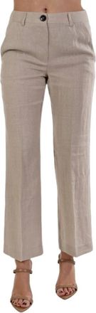 Marella Broeken > Wijde broeken - Dames - Wijde Broeken - Beige - S - Leer - Broeken