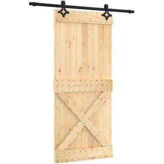 vidaXL Puerta Corredera Con Herrajes Madera Maciza De Pino 90x210 Cm Vidaxl