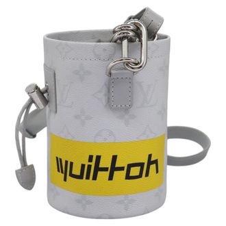 Louis Vuitton Chalk Nano Limited Edition Logo Story Monogram Canvas Gray Canvas Handbag (Pre-Owned)