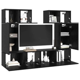 Berkfield Home TV Cabinet Set 6 pcs Black oak 80 x 30 x 30 cm Engineered wood
