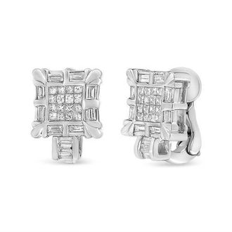 House of Brilliance 14K White Gold 1.0 Cttw Diamond Huggie Hoop Omega Earrings at Nordstrom
