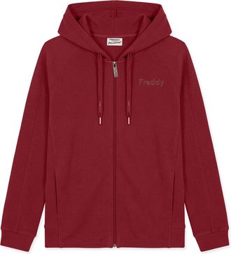 Freddy Felpa boxy cropped donna con zip e cappuccio