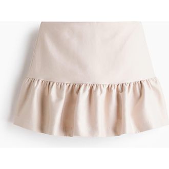 H&M Frilled Mini Skort in Light Beige at Nordstrom, Size 14