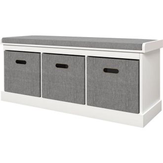 HOMCOM Homcom - Panca Scarpiera 3 Cassetti e Seduta in Tessuto per 3 Paia Scarpe Bianco