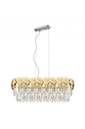 Netlighting Celine Crystal Laser Cut 6 Light Oblong Bar Gold