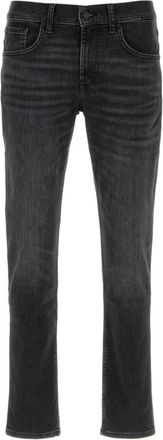 7 For All Mankind Black Solid Regular Jeans